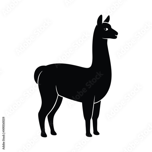 Alpaca Standing Neck Extended Vector Silhouette