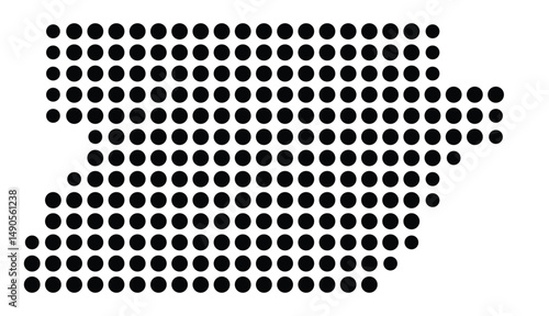 Symbol Map Of the County Greene (Arkansas, US) showing the County with a few black dots