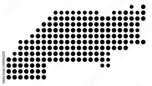 Symbol Map Of the County Perry (Arkansas, US) showing the County with a few black dots