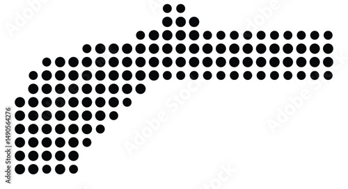 Symbol Map Of the County Nevada (California, US) showing the County with a few black dots