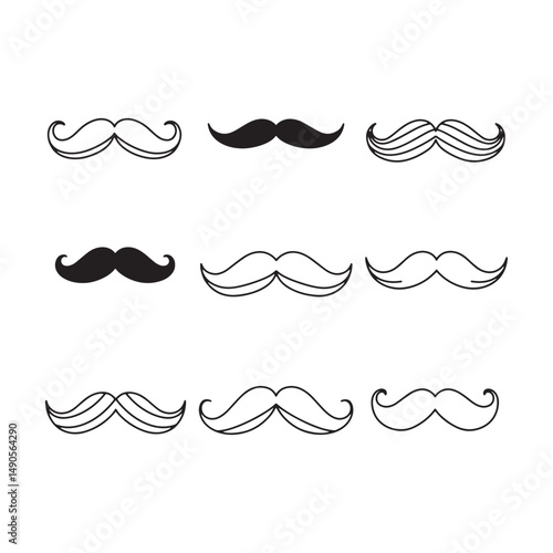 Subtle thin mustache artwork featuring understated curling elegance