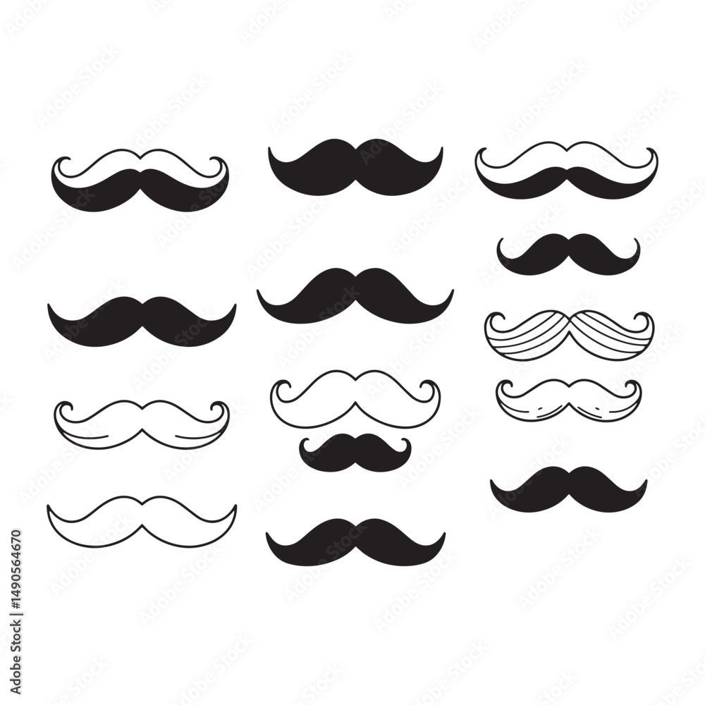 Playful mustache illustration featuring expressive curling elements Playful mustache illustration featuring expressive curling elements