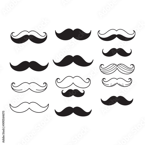 Playful mustache illustration featuring expressive curling elements
