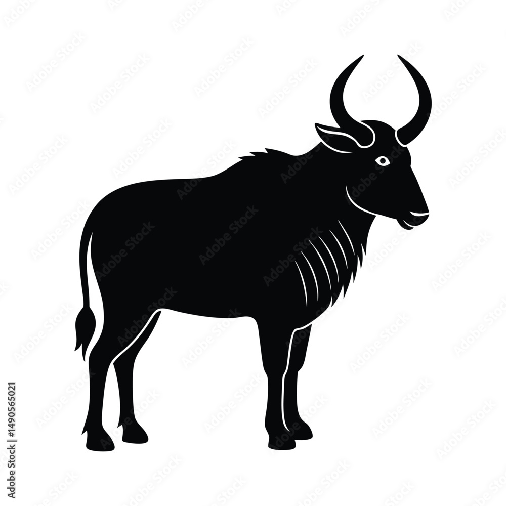 Takin Lowered Head Thick Horns Vector Silhouette Takin Lowered Head Thick Horns Vector Silhouette