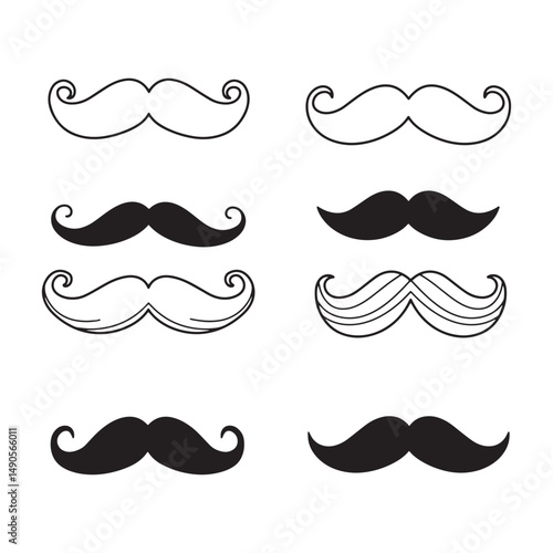 Classic mustache illustration featuring a simple curved design