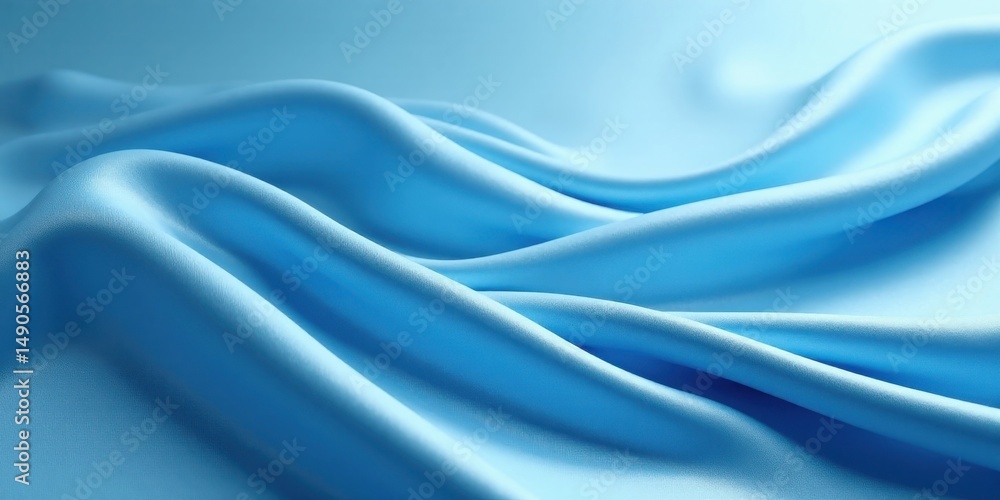 Obraz premium Serene Blue Drapery Soft, Elegant Fabric Waves with Gentle Undulations and Smooth Texture