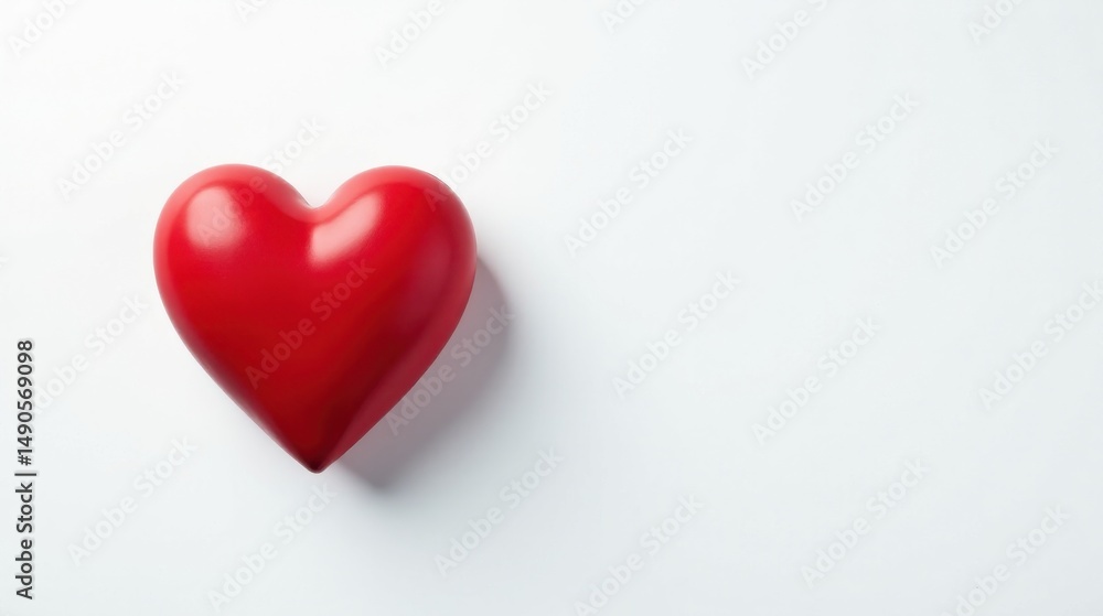 A single vibrant red heart shape against a clean white background provides a simple yet powerful image symbolizing love, affection, and care. A single vibrant red heart shape against a clean white background provides a simple yet powerful image symbolizing love, affection, and care.