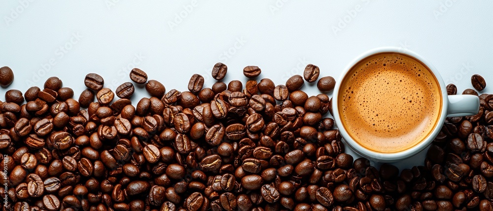 Naklejka premium Espresso and coffee beans