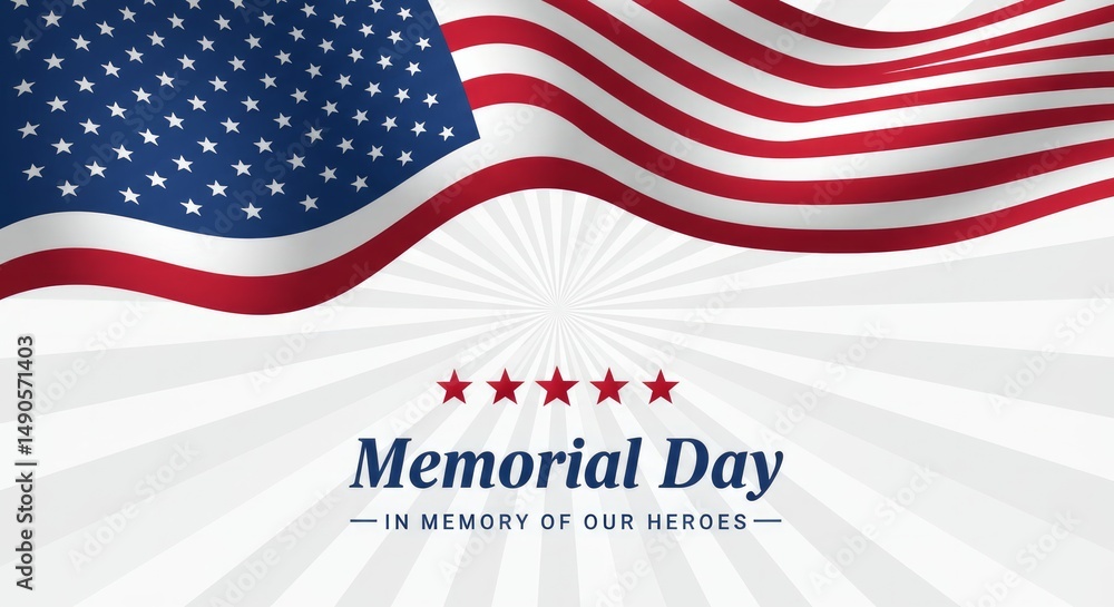 Patriotic Memorial Day background with the stars and stripes banner waving Patriotic Memorial Day background with the stars and stripes banner waving