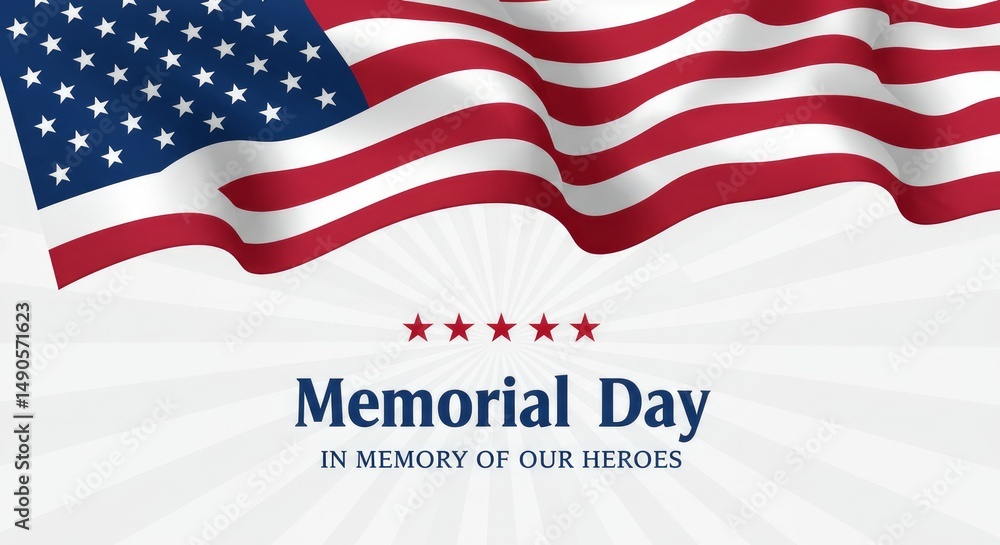 Fototapeta premium Patriotic Memorial Day Banner with American Flag for Remembering Heroes