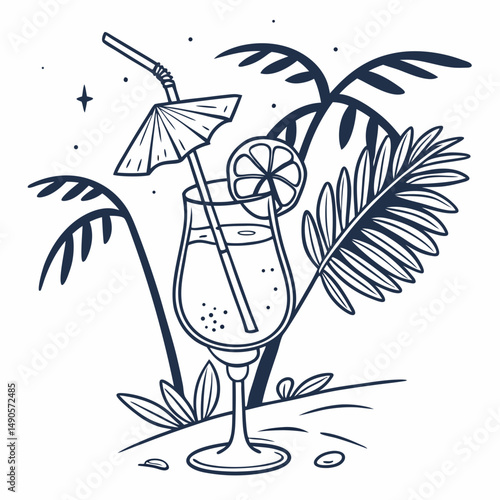 Tropical cocktail drink summer beach vacation
