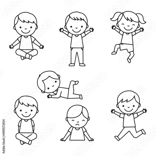 Fun children's illustration highlighting active games and cheerful interactions