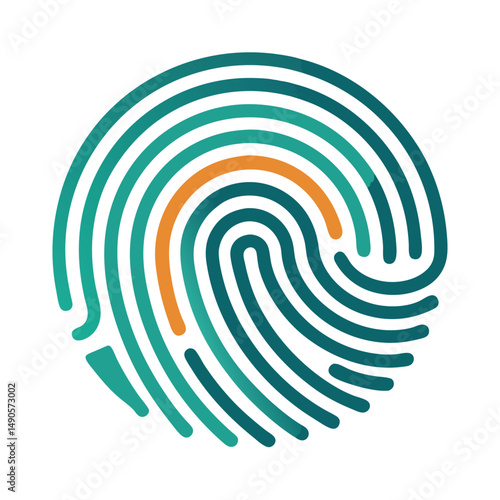 Flat Fingerprint Icon.  Biometric  ID Security for Technology and App UI Design

