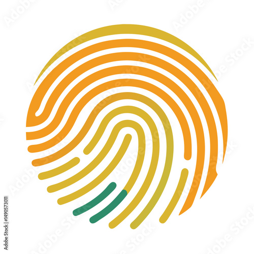 Flat Fingerprint Icon.  Biometric  ID Security for Technology and App UI Design

