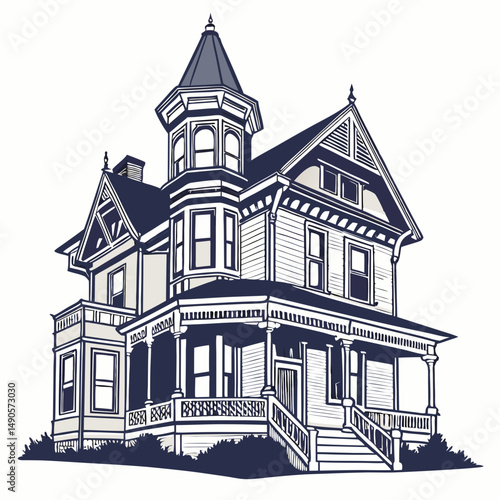 Wallpaper Mural Victorian house architectural drawing home design Torontodigital.ca