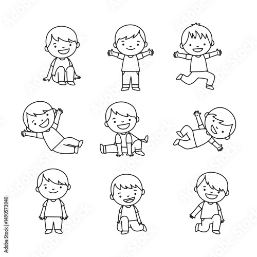 Dynamic kids graphic featuring movement-based interactions and happy expressions