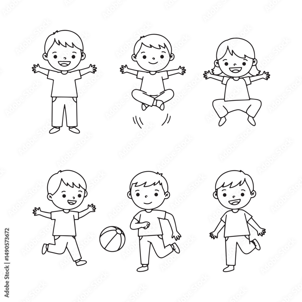 Joyful children artwork showcasing expressive cartoon characters and active scenes Joyful children artwork showcasing expressive cartoon characters and active scenes