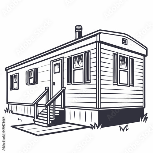 Mobile home illustration simple line drawing design