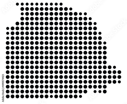 Symbol Map Of the County Gilmer (Georgia, US) showing the County with a few black dots