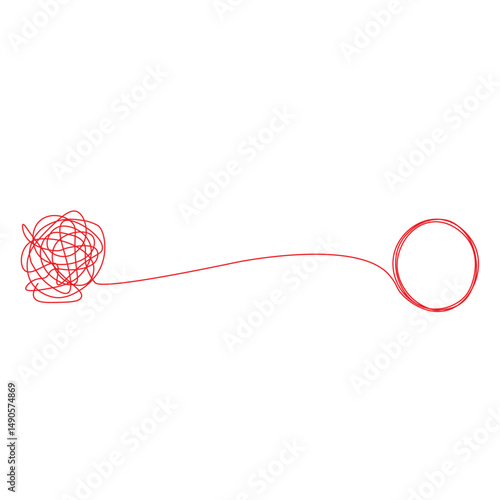 Red Thread Untangling a Problem and Finding a Solution Vector Concept