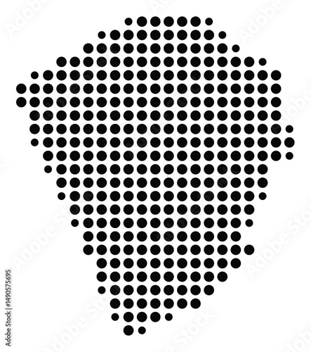 Symbol Map Of the County Laurens (Georgia, US) showing the County with a few black dots