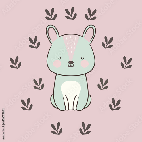 "Adorable Sitting Bunny Illustration"