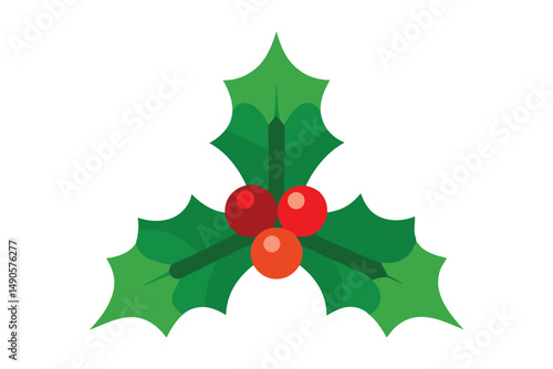 christmas holly with red ribbon