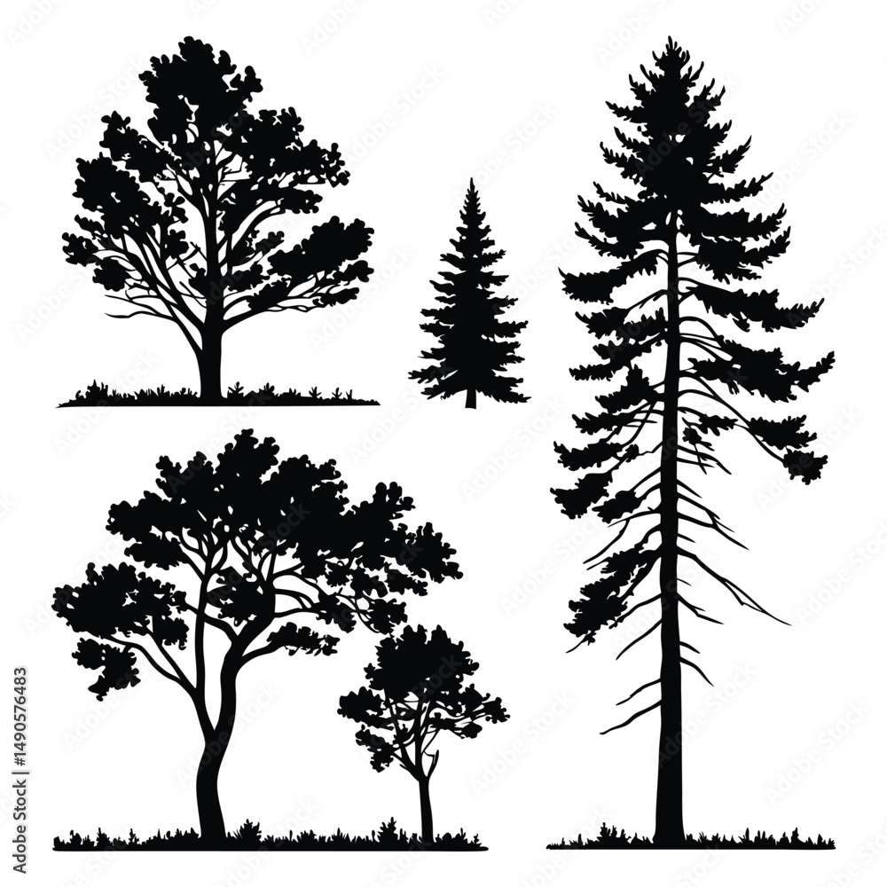 Obraz premium set of trees silhouettes vector