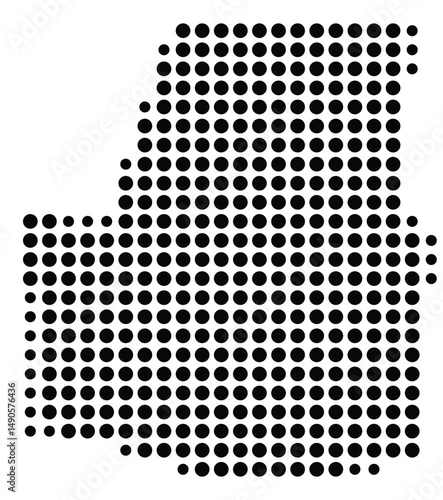 Symbol Map Of the County Paulding (Georgia, US) showing the County with a few black dots