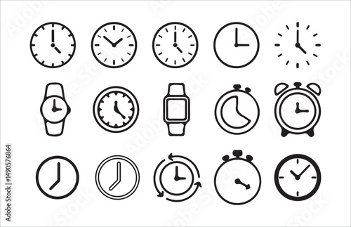 Time and clock icons set, stopwatch, timer, , time management concept, fast stopwatch line icon, Victor illustrations  Eps 10.