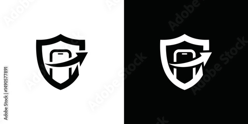 simple vector mobile phone protector logo