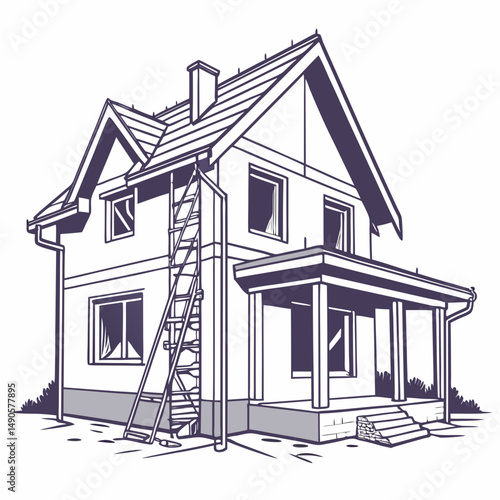 Εκτύπωση καμβά New house construction underway exterior view