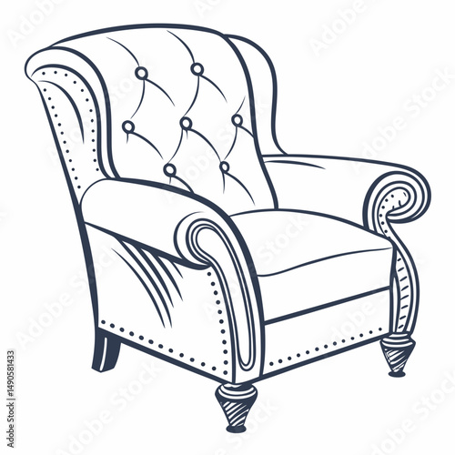 Elegant chesterfield armchair design illustration