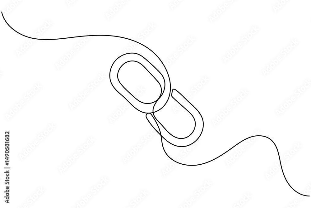 Fototapeta premium Chain link icon continuous one line drawing isolate outline vector illustration