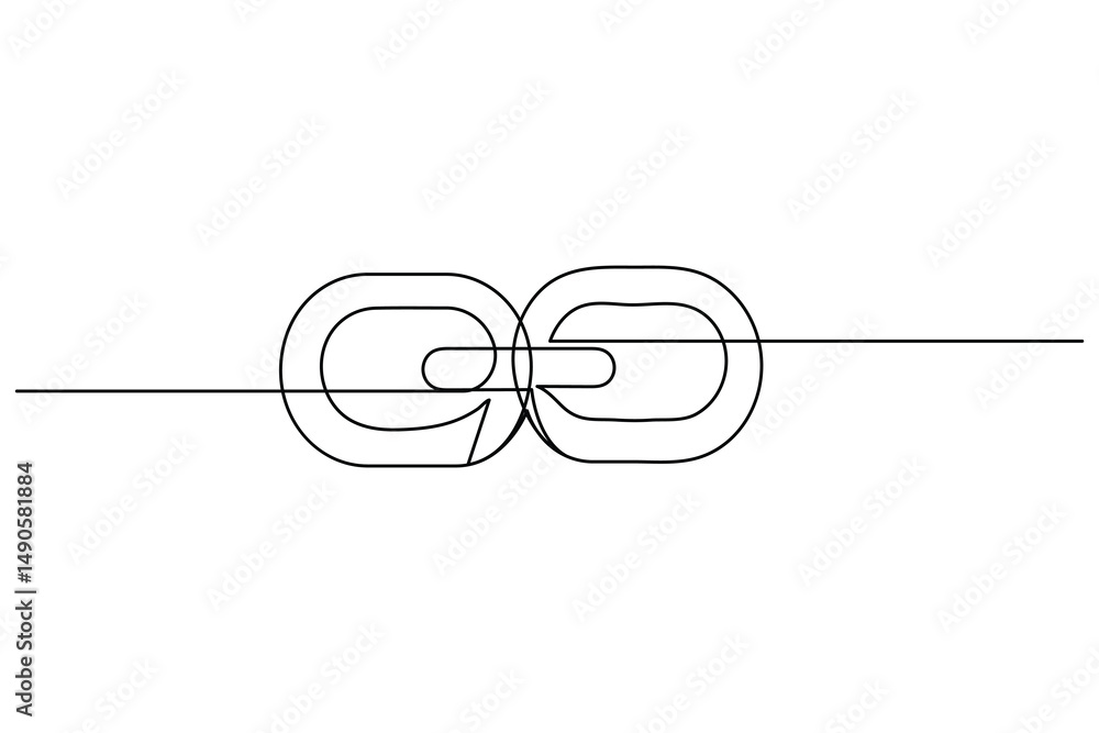 Fototapeta premium Chain link icon continuous one line drawing isolate outline vector illustration