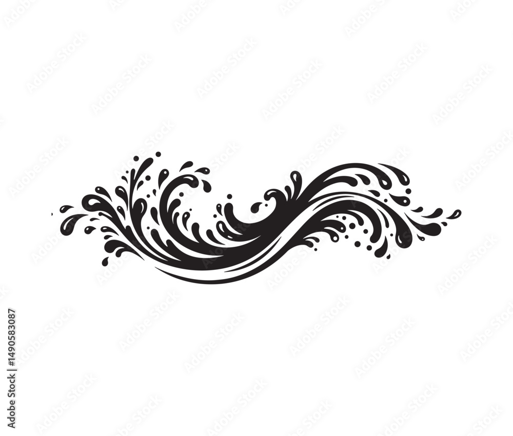 Fototapeta premium Picturesque landscape graphic showcasing a misty mountain with island reflections