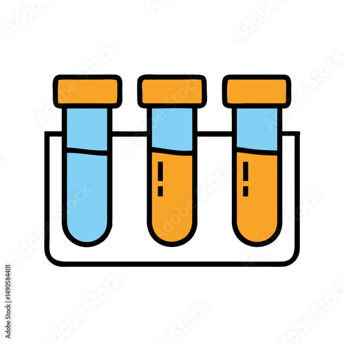 Blue Test Tubes Icon on Black Background