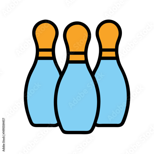 Blue and Orange Bowling Pins Vector Icon