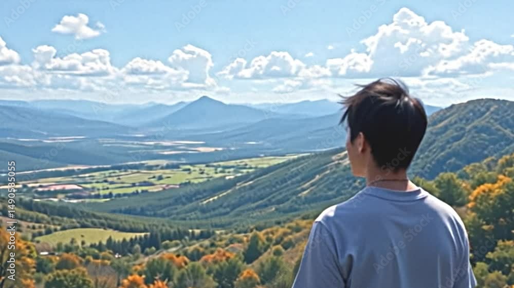 the individual's posture suggests a contemplative mood as they gaze out at the panoramic vista unfolding before them. the individual's posture suggests a contemplative mood as they gaze out at the panoramic vista unfolding before them.