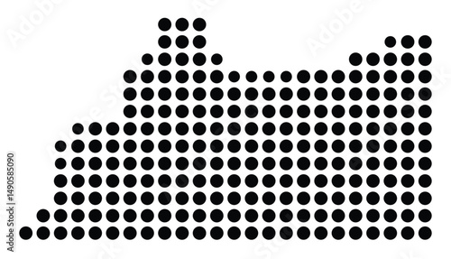 Symbol Map Of the County Cass (Illinois, US) showing the County with a few black dots