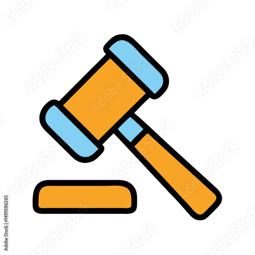 Blue and Orange Gavel Stock Icon