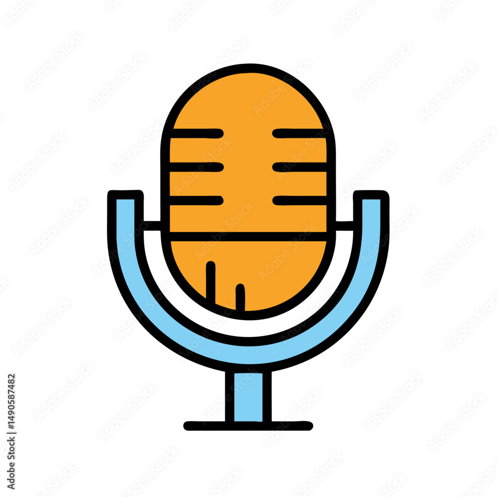 Orange Microphone Vector Icon on Black Background Orange Microphone Vector Icon on Black Background