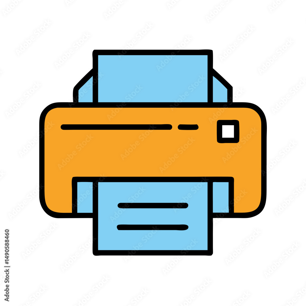 Printer Icon with Blue Paper, Vector Graphic Design Element Printer Icon with Blue Paper, Vector Graphic Design Element