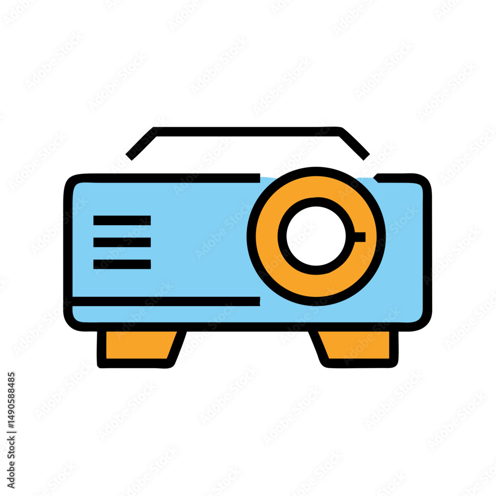 Blue and Orange Projector Vector Icon Blue and Orange Projector Vector Icon