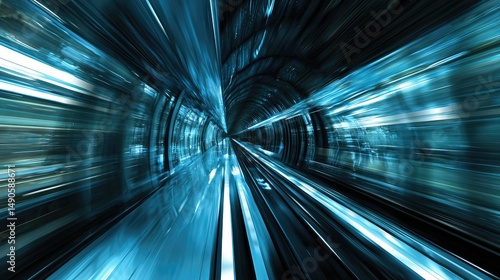 Abstract tunnel perspective illustration with speed blur.