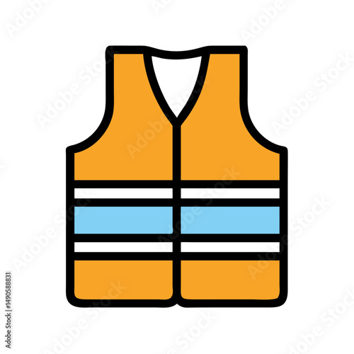 Orange Life Jacket Icon with Blue Stripes