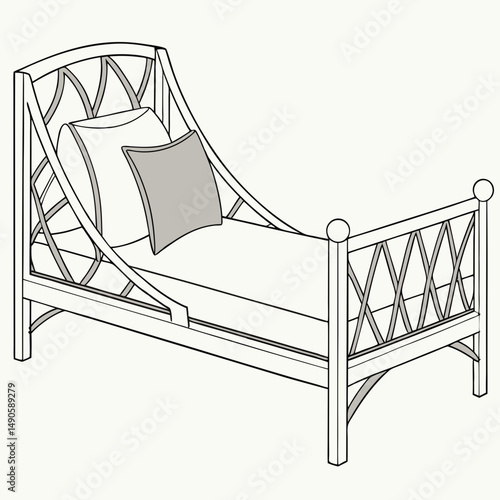 Elegant single daybed with intricate wooden frame