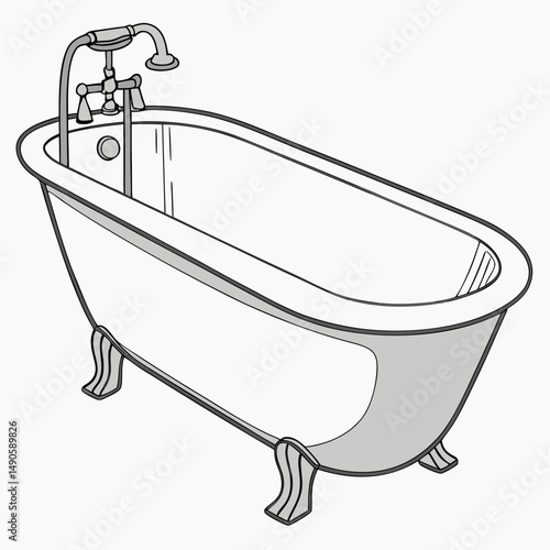 Elegant clawfoot bathtub with shower faucet