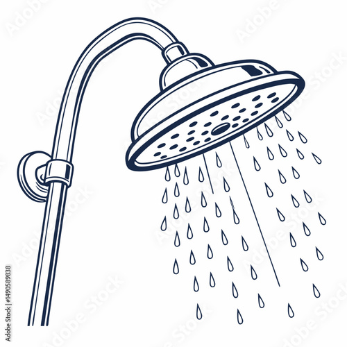 Refreshing shower head water flowing clean