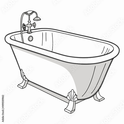 Elegant clawfoot bathtub with vintage faucet
